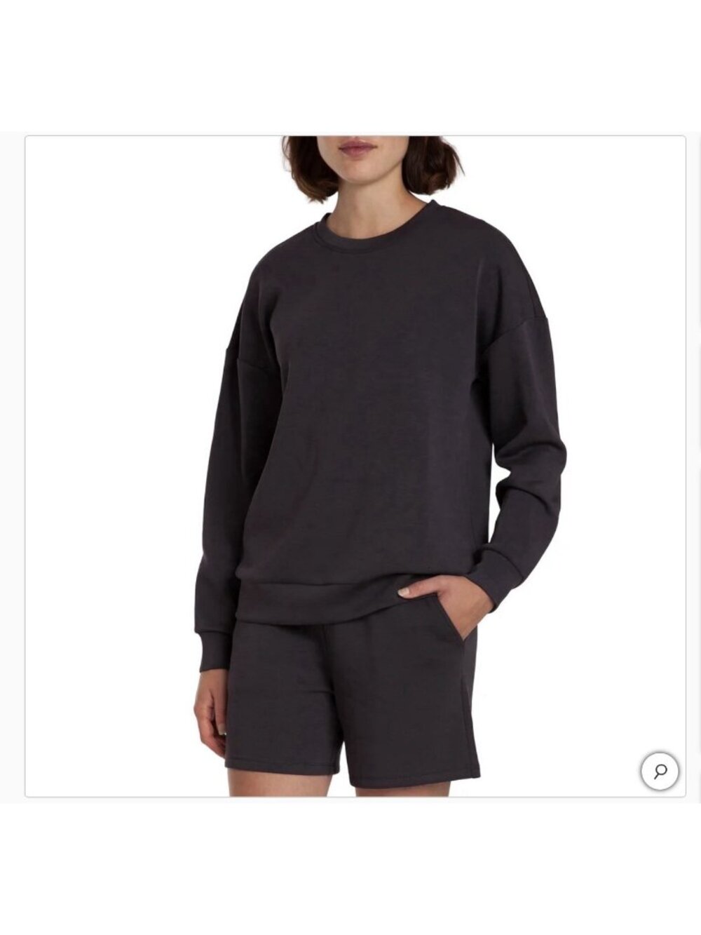 LazyPants Women's Luxe Crewneck Sweatshirt Charcoal Size Small NWT Dark Gray